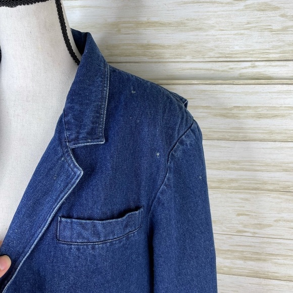 Vintage Le Tigre Distressed Denim Jean Utility Preppy Blazer - Picture 3 of 8